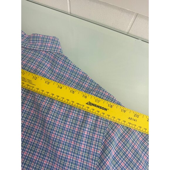 Polo Ralph Lauren Men Shirt Large L Madras Button UP Long Sleeve Blue Pink - Picture 7 of 8